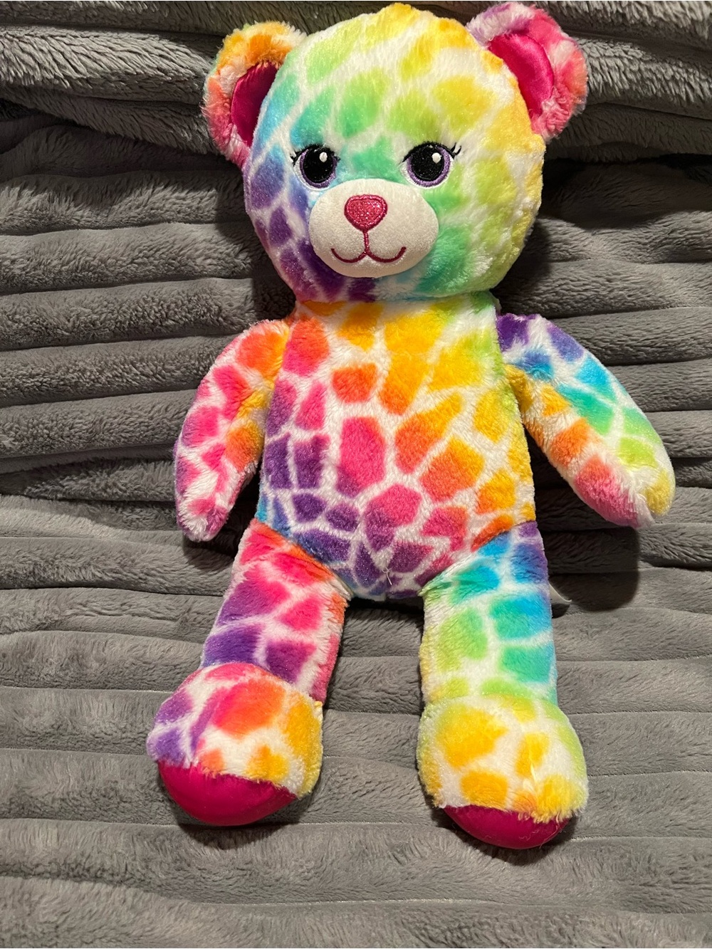 BUILD A BEAR WILD RAINBOW SAFARI MULTICOLOR LEOPARD CHEETAH PRINT STUFFED GIRL